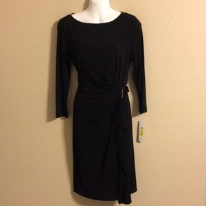 ELIZA J mock wrap black dress size 8 LBD